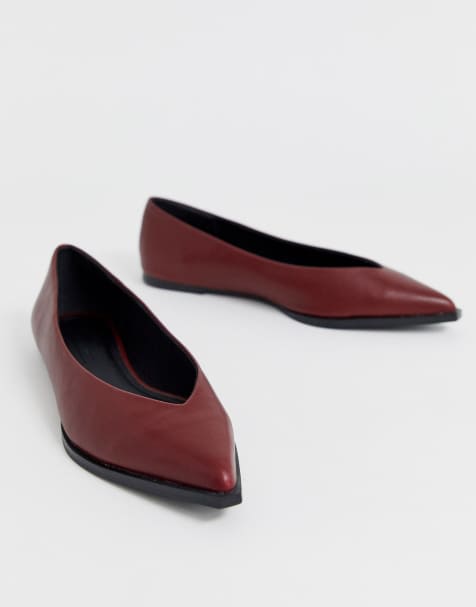 ASOS DESIGN – Levels Vamp – Hohe Ballerinas in Weinrot