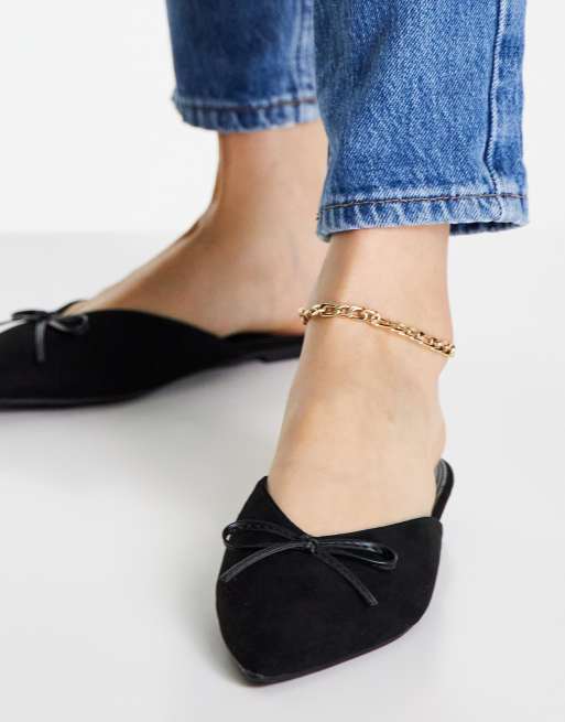 ASOS Mario Chunky Flat Mules in Black