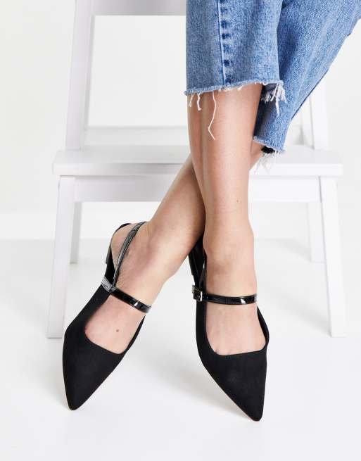 ASOS DESIGN Lewin pointed Mary Jane ballet flats in black ASOS