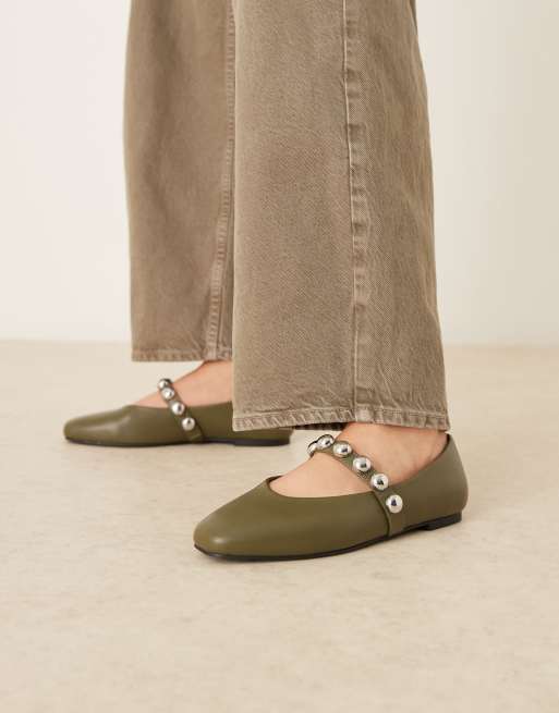 ASOS DESIGN - Lexa - Babies cloutées - Kaki, 4 de 4