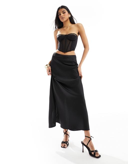 ASOS DESIGN Lexi mesh and microfibre underwired corset in black