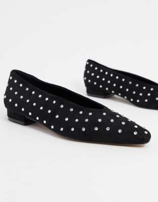 black diamante flat shoes