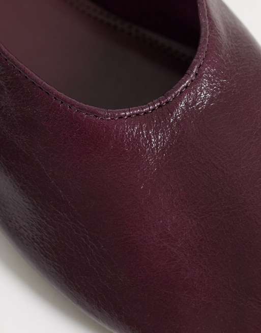 ASOS DESIGN Liana ballerines premium en cuir véritable bordeaux, 3 de 4