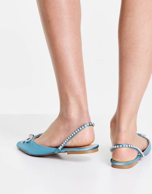 ASOS DESIGN - Liana - Chaussures plates à bout pointu avec bride arrière et nœud - Bleu, 2 de 4