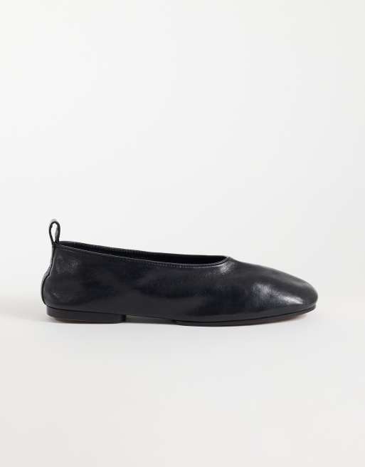 ASOS DESIGN Liana premium bailarinas de piel en negro, 2 de 4