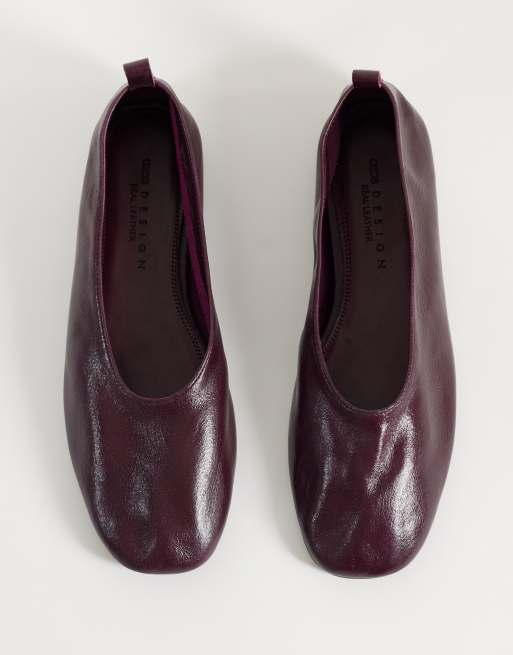 ASOS DESIGN Liana Premium Ballerinas aus echtem Leder in Burgunderrot, 2 von 4