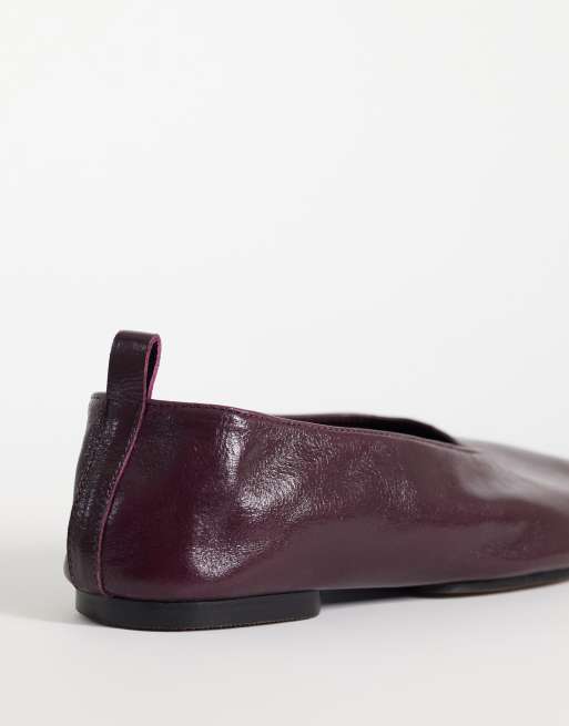 ASOS DESIGN Liana Premium Ballerinas aus echtem Leder in Burgunderrot, 4 von 4