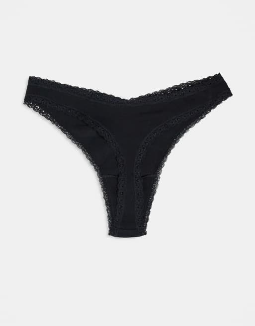 ASOS DESIGN Libby 3 pack high leg lingerie thong with ruched front ...