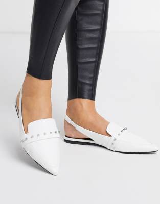 white studded flats