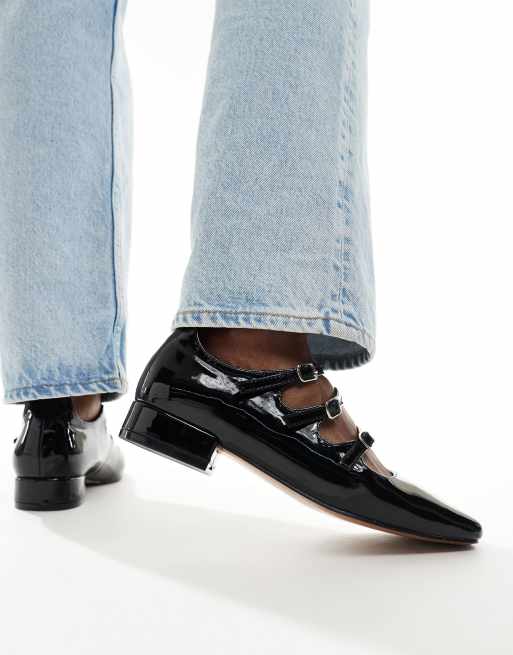 ASOS DESIGN Liberty mary jane ballet shoes in black, 2 of 4
