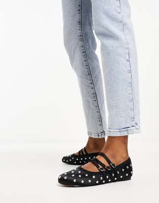 ASOS DESIGN Libra embellished Mary Jane ballet in black