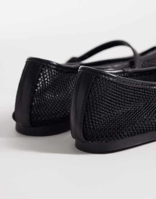 ASOS DESIGN Libra mesh mary jane ballets in black, 3 of 4