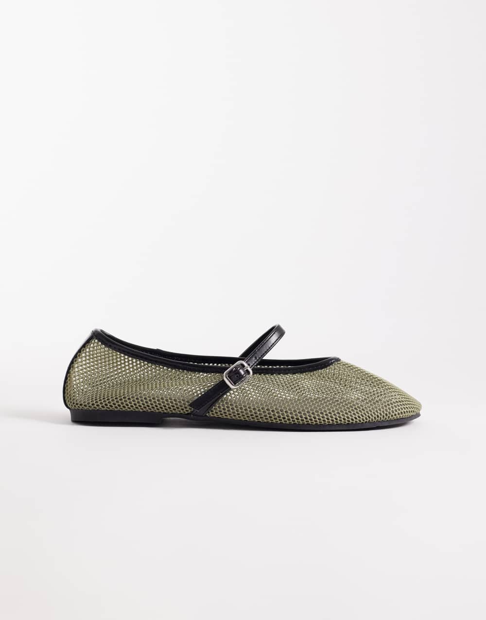 ASOS DESIGN Libra mesh mary jane ballets in khaki