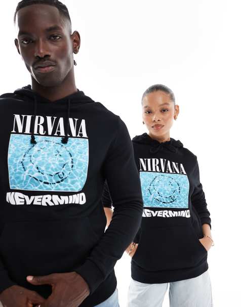 ASOS DESIGN licence hoodie with Nirvana print in black - view 1