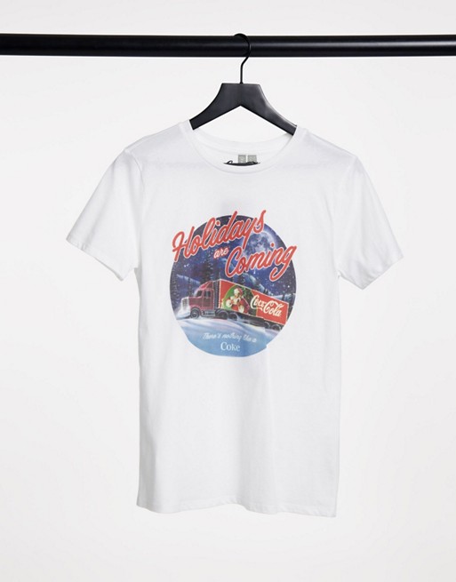 Asos Design Licence T Shirt With Christmas Coca Cola Print Asos
