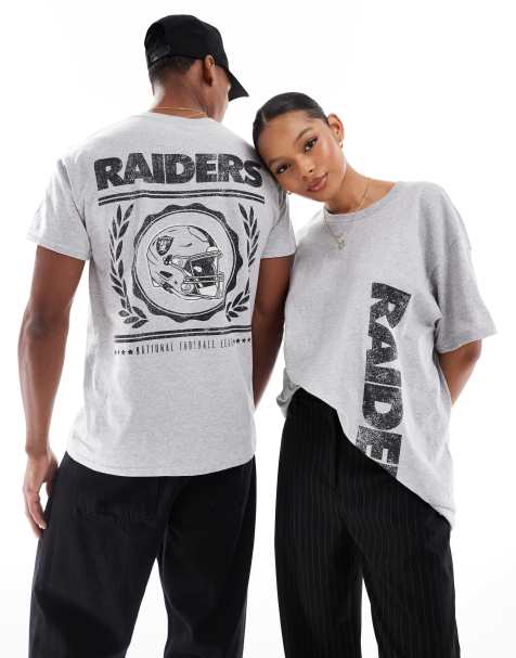 ASOS DESIGN license t-shirt with NFL Raiders prints in grey