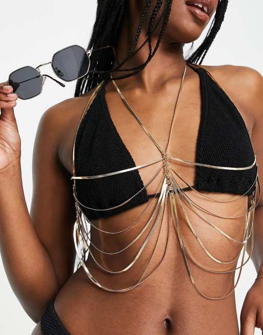 ASOS DESIGN - Lichaamsketting met gelaagde slangenketting in goudkleur
