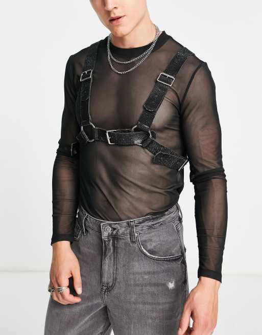 ASOS DESIGN - Lichaamssieraad van imitatieleer met kristallen in zwart