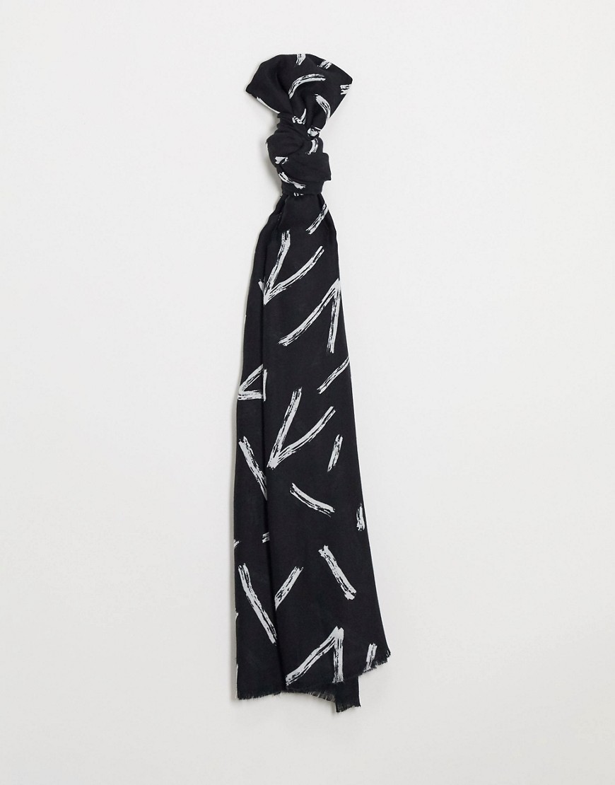 ASOS DESIGN - Lichte sjaal met onafgewerkte zoom en abstracte print-Multi