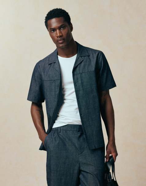 ASOS DESIGN - Lichtgewicht denim overhemd met korte mouwen in raw wash, deel van co-ord set - view 1
