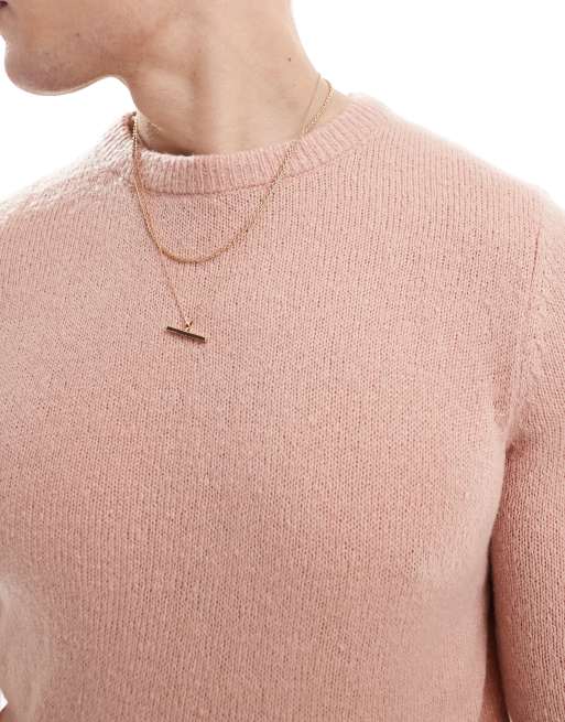 ASOS DESIGN - Lichtgewicht geborstelde gebreide trui in roze, 3 van 4