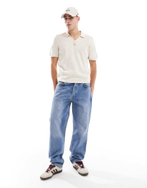 ASOS DESIGN - Lichtgewicht gebreid recht poloshirt in beige, 4 van 4