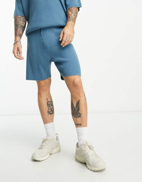 ASOS DESIGN - Lichtgewicht gebreide short in blauw, deel van co-ord set - view 1