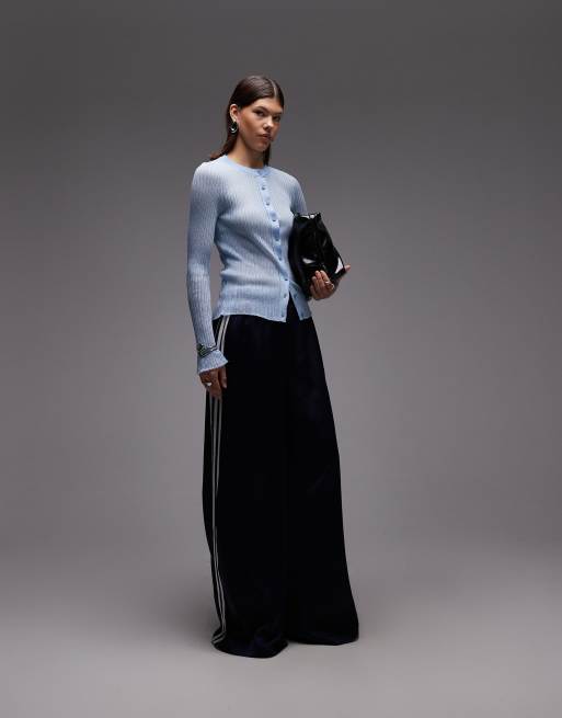 ASOS DESIGN - Lichtgewicht geribbeld doorschijnend gebreid vest in blauw, 2 van 4