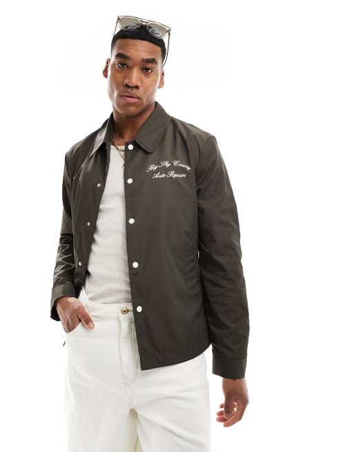 ASOS DESIGN - Lichtgewicht Harrington jack met print op de achterkant in bruin