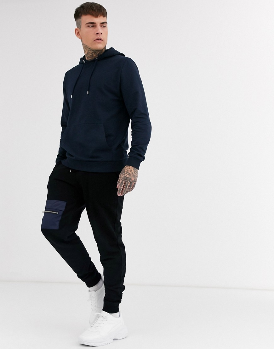 ASOS DESIGN - Lichtgewicht hoodie in marineblauw