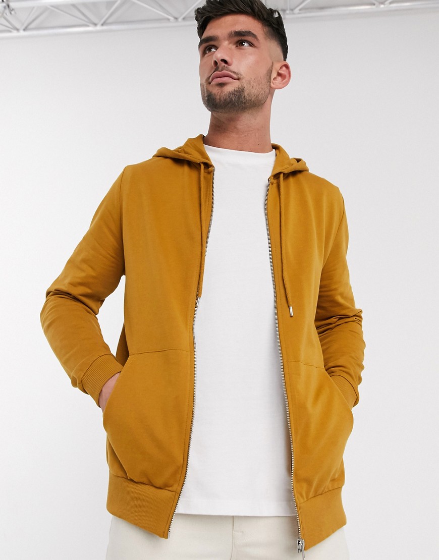 ASOS DESIGN - Lichtgewicht hoodie met rits in bruin