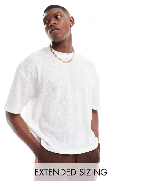 ASOS DESIGN - Lichtgewicht oversized geribbeld T-shirt met rechte pasvorm in wit - view 1