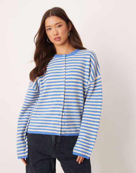 ASOS DESIGN - Lichtgewicht ruimvallend gestreept vest in blauw en geel - view 1