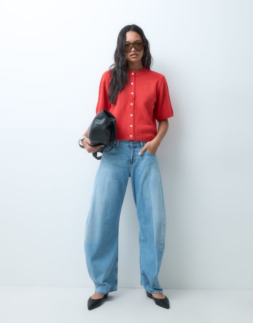 ASOS DESIGN - Lichtgewicht ruimvallend vest met korte mouwen in rood, 2 van 5