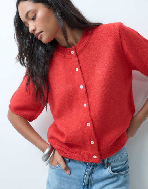 ASOS DESIGN - Lichtgewicht ruimvallend vest met korte mouwen in rood, 5 van 5