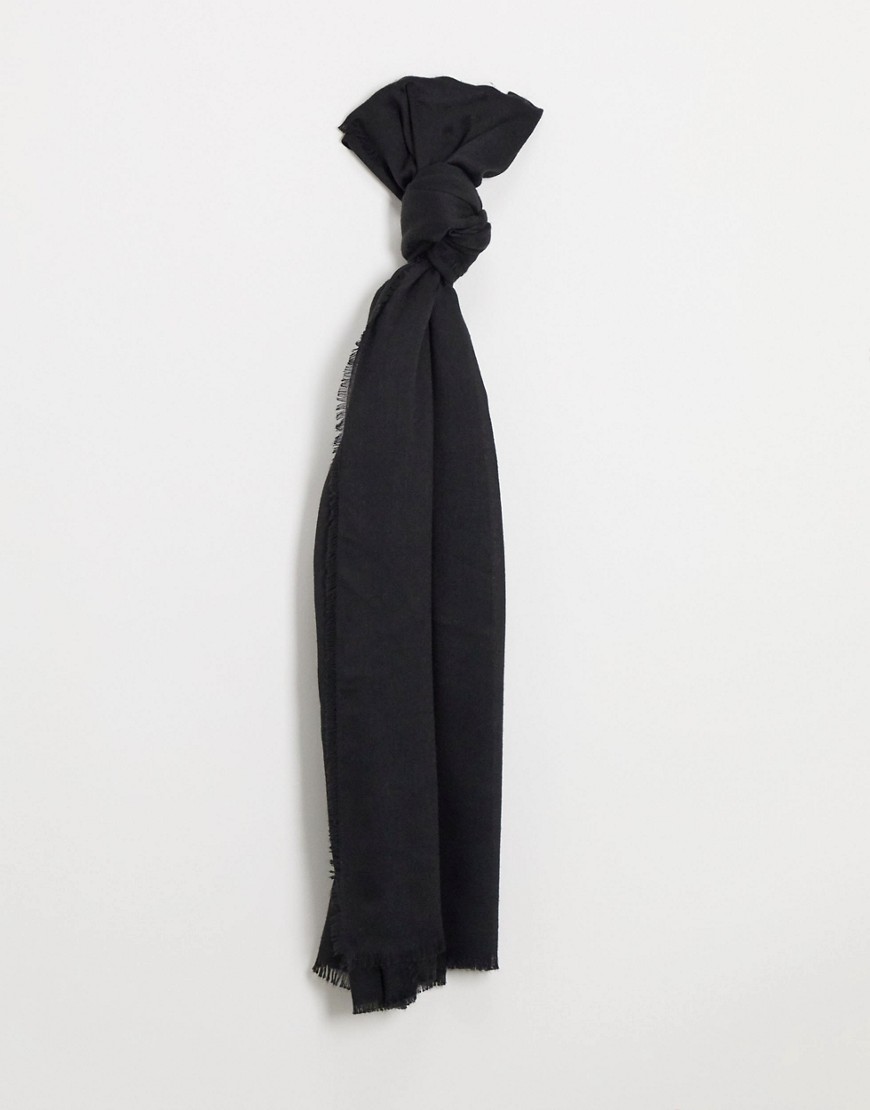 ASOS DESIGN - Lichtgewicht sjaal met onafgewerkte rand in zwart