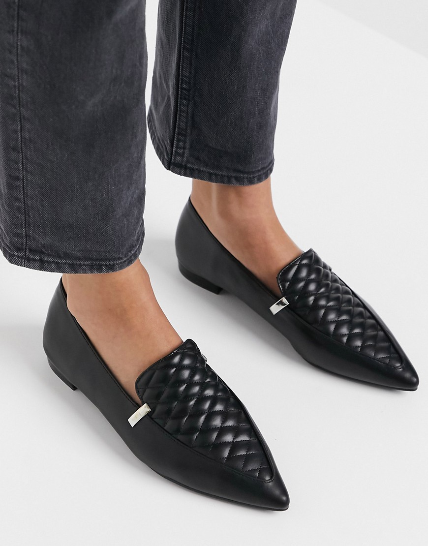 ASOS DESIGN Licorice quilted loafer ballet flats in black