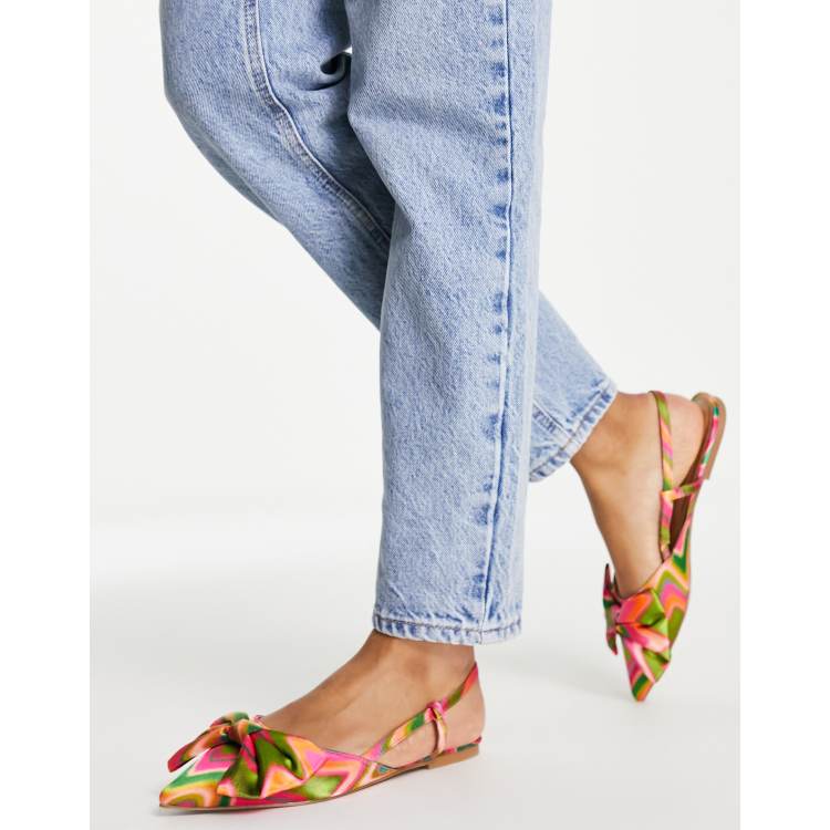 ASOS DESIGN Lido bow ballet flats in swirl print