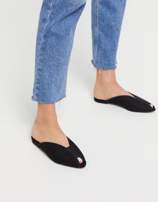 black peep toe ballet flats