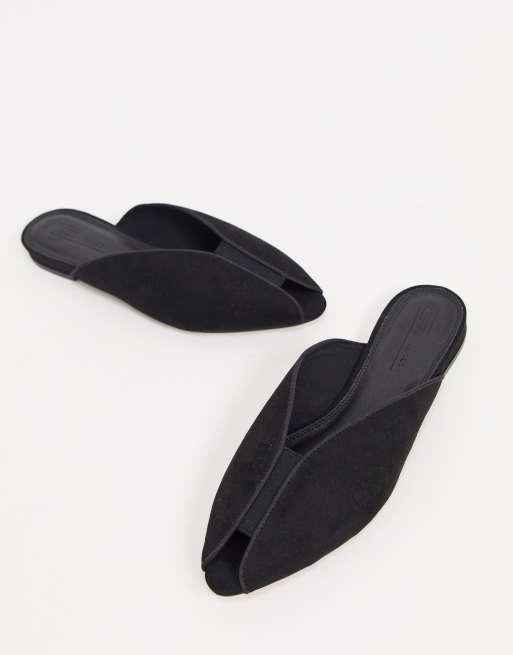 Black peep toe ballet flats hot sale