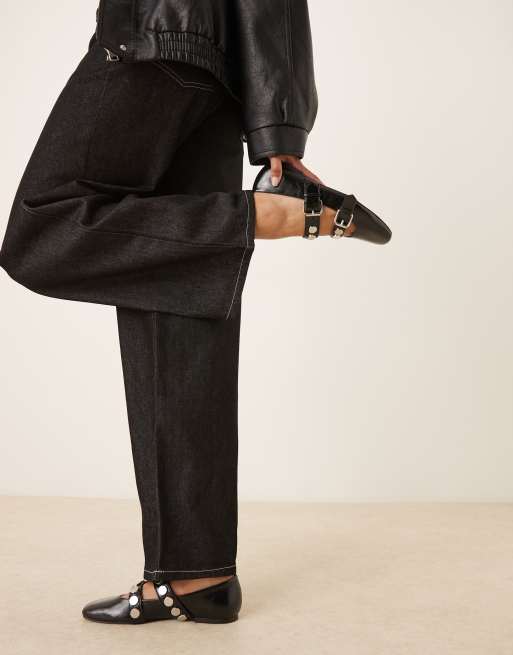 ASOS DESIGN - Liesel - Ballerine Mary Jane nere con borchie e cinturini doppi, 2 di 4