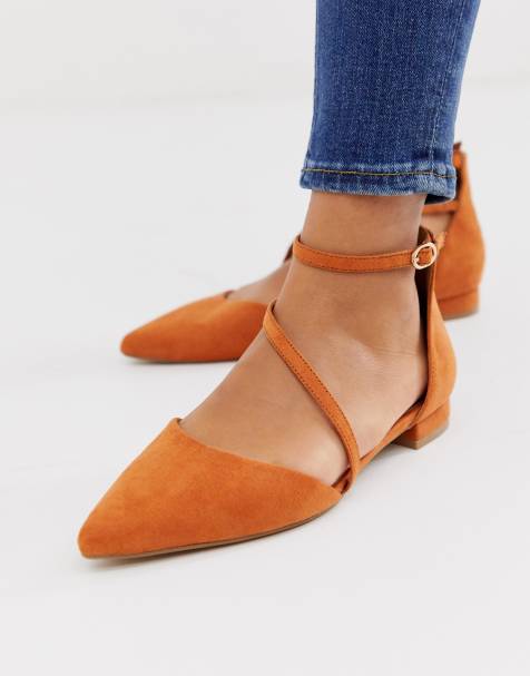 ASOS DESIGN – Lifetime – Flache Ballerinas in Rostrot mit spitzer Zehenpartie