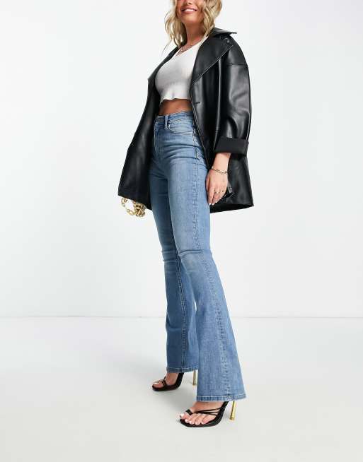 ASOS DESIGN v-front soft flare jeans in clean black