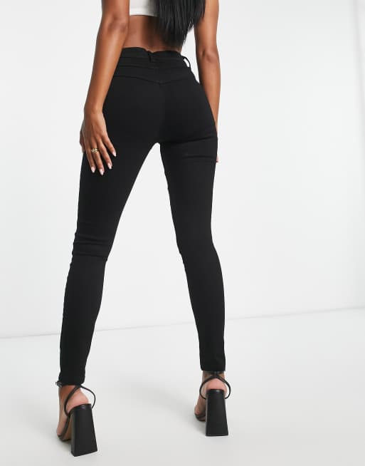 ASOS DESIGN lift and contour power stretch skinny jeans in dark blue