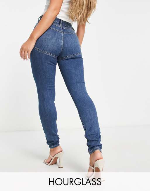 ASOS DESIGN lift and contour power stretch skinny jeans in dark