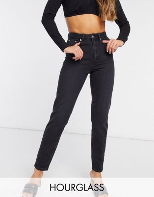 ASOS DESIGN – Lift and Contour – Schmale Mom-Jeans mit hoher Taille in verwaschenem Schwarz