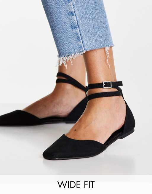 ASOS DESIGN - Lift - Ballerina's met brede pasvorm in zwart