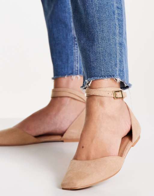 Tan flats 2025 with ankle strap