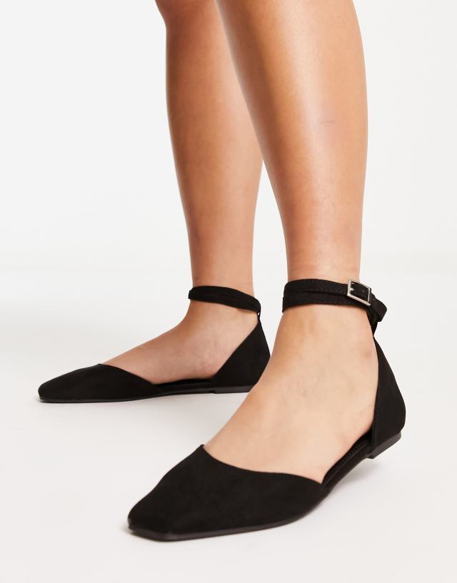 ASOS DESIGN Lift ballet flats in black