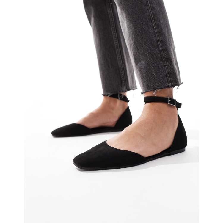 Ankle Strap Ballet Flat - Black